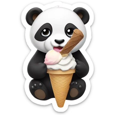 Panda eating ice cream sticker