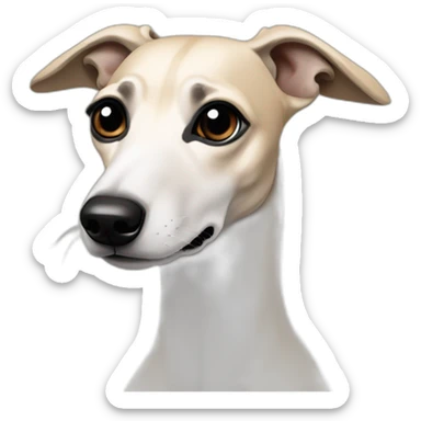 a beige whippet with a dark snout and black angel wing like eyes sticker