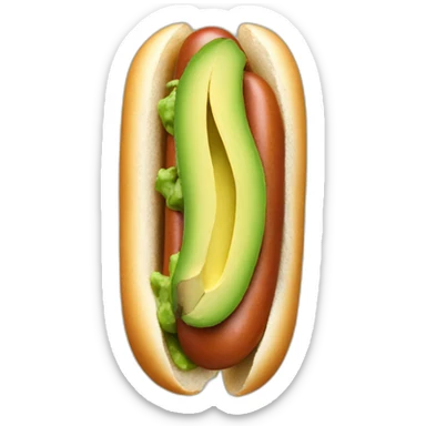 a hot dog with avocado on top sticker