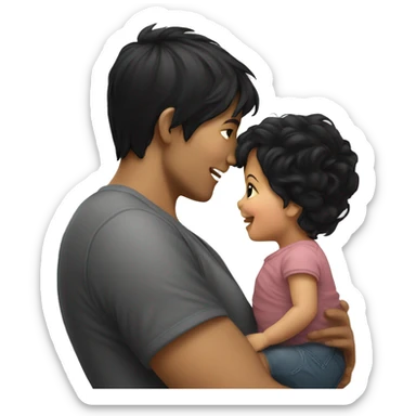 Cute Baby boy and pretty mother with black hair kissing  sticker