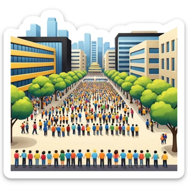 a crowd-gathering plaza sticker