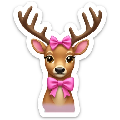Deer wearing a pink bow sticker