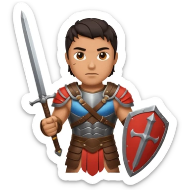 Gladiator with dark hair and dual swords sticker