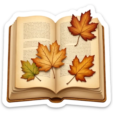 beige autumn open book with leaves on it sticker