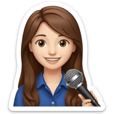 Singer Young woman – long hair, around 20s, holding microphone close sticker