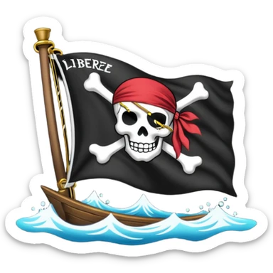 Drapeau pirate avec écrit "Libérez Fazer" sticker