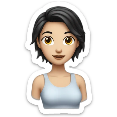 girl with fair skin black hair with glass sticker