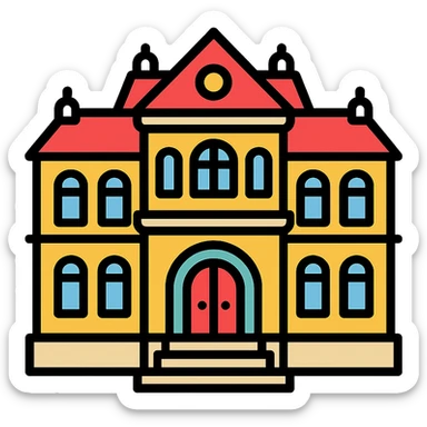 luxury mansion, classic European architecture, ornate details, grand entrance, icon style sticker