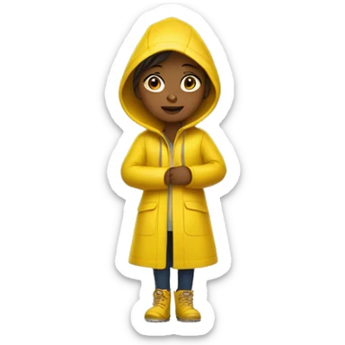 Girl in a yellow rain coat  sticker