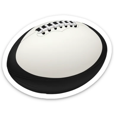 a white rugby ball with black stitching sticker
