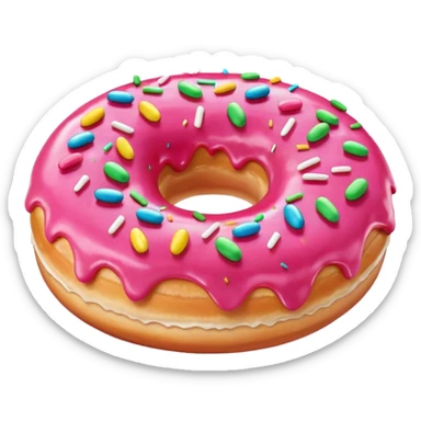 Apple device donut emoji but pink instead of chocolate  sticker