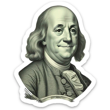 Benjamin Franklin dollar with great smile sticker