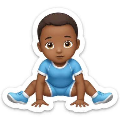 black baby crawling on the floor with baby sport clothes sticker