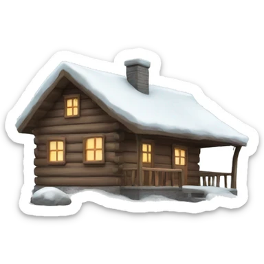 a snowy winter cabin sticker