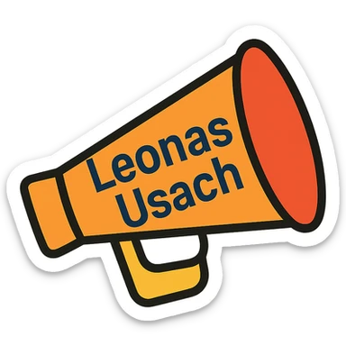 Change the text to 'Leonas Usach', maintaining the modern and clean style with a transparent background. sticker