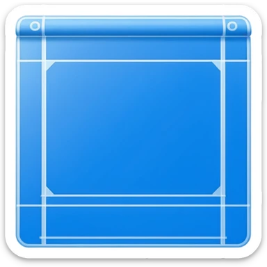 Clean white icon of a blank blueprint or empty document with light outlines, minimalist vector style, transparent background. sticker