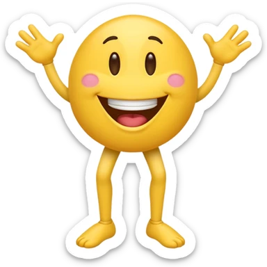 laughing emoji with legs and arms being goofy sticker
