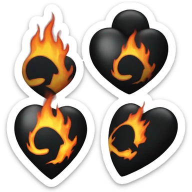 Black heart with fire sticker