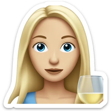White women with long hair and blue eyes drinking white wine sticker