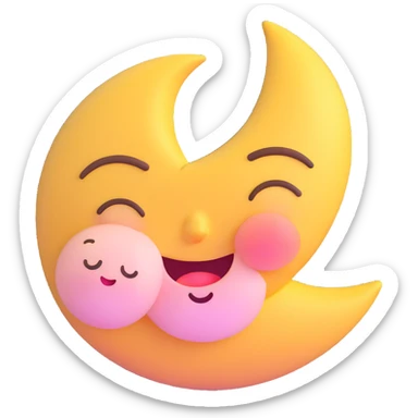 sleepy moon with blushing cheeks 3D emoji style sticker