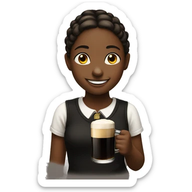 smiling girl with a guinness sticker