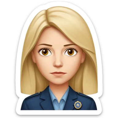 A CIA officer, looking like Carrie Mathison from the "Homeland" TV series, longer hair and CIA-like badge sticker