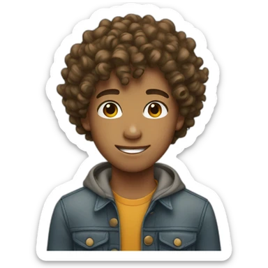 cute teenage boy with curly hair sticker