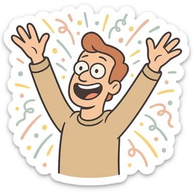 cartoon confetti burst, colorful and festive, in flat toon style sticker