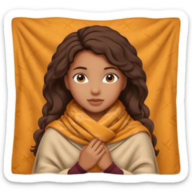 Cozy mixed girl in blanket for fall sticker