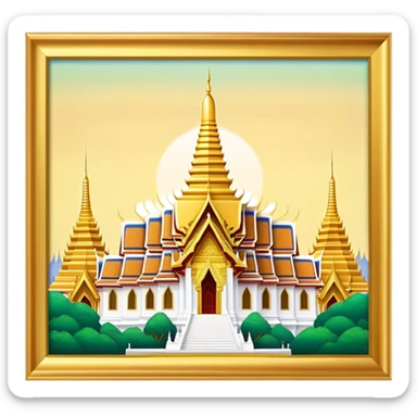 Grand Palace Bangkok Landmark Emoji – Featuring golden spires, Thai architecture, and the Emerald Buddha Temple. sticker