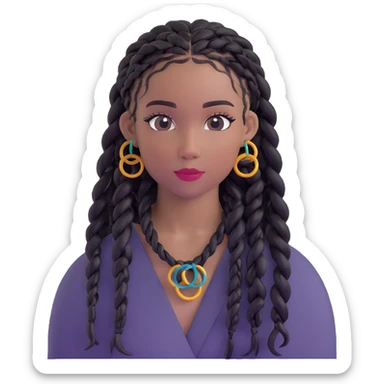 black box braids with decorative rings sticker