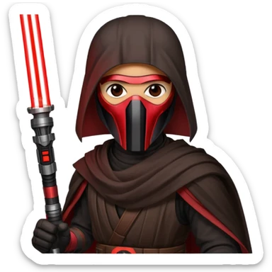 Darth Revan with his mask on holding red lightsaber sticker
