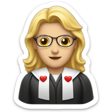 judge shows heart by hands sticker