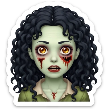 uma mulher zumbi de cabelo cacheado preto longo sticker