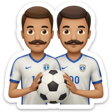 soccer players with mustache holding soccer ball sticker