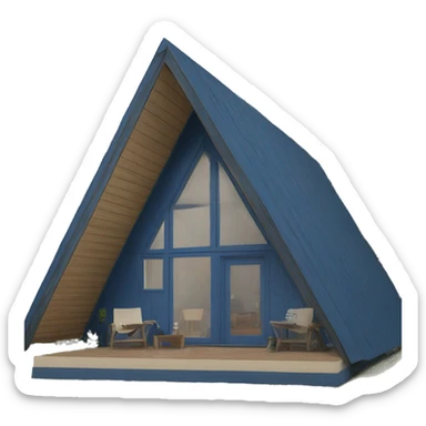 Modern blue a-frame cabin sticker