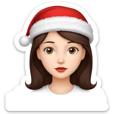 brunette woman with wearing Santa sticker