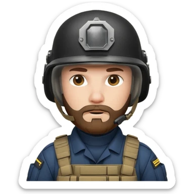 SWAT member with white skin and brown beard sticker