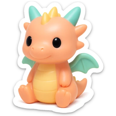a fantasy dragon vinyl figure with small wings, playful look sticker