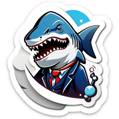 shark with founding father hair sticker