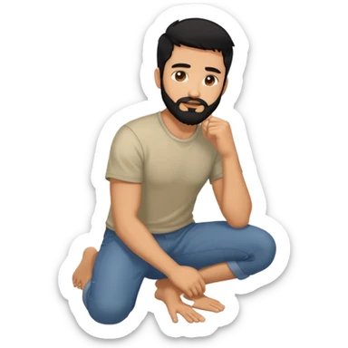 Man black hair Latino beard kneeling sticker