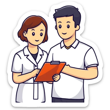 professional mentor with clipboard helping someone sticker