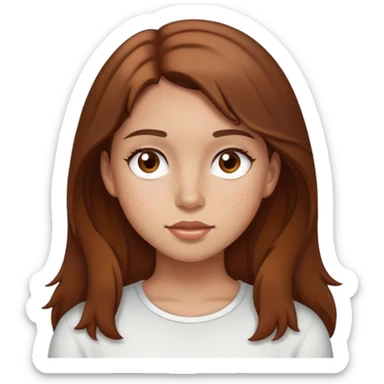 girl with brown hair brown eyes light skin and a little bit of  freckles  sticker