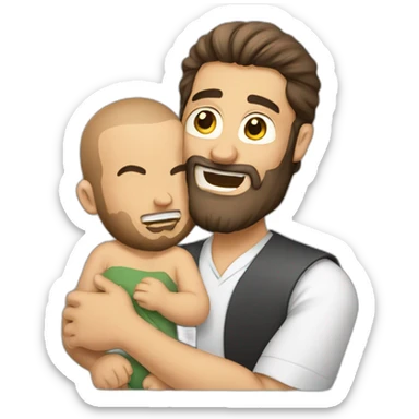 smiling-arab-bearded-man-holding-crying-baby-and-saw sticker