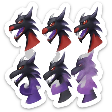 Black Cool Edgy Nargacuga-Houndoom-Garchomp Fakémon  with White and Red and purple and black Edgy markings sticker