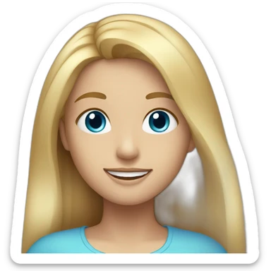 Girl with long blonde hair and blue eyes smiling  sticker