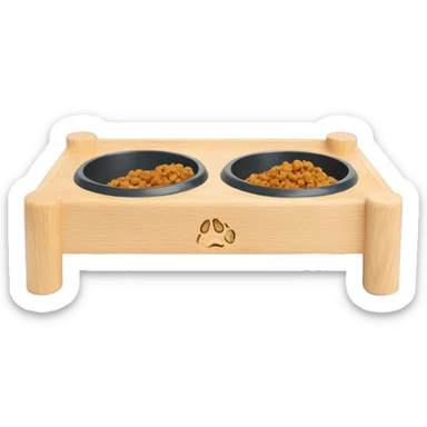 Elevated pine wood dog feeder with 2 bowls sticker