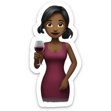Girl with a bootle of wine in hand sticker