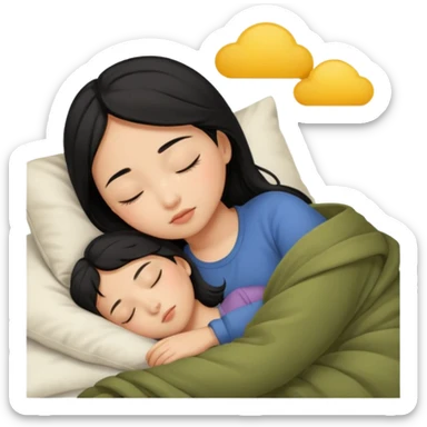 Black haired, olive-skinned Asian girl sleeping alone  sticker