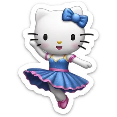 hello kitty dancing in night dress sticker